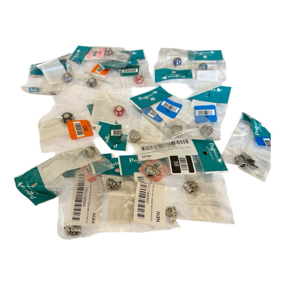 Lot to of 19 Pugster Padora-like Charms .925 SS, Glass, and Silver Plated